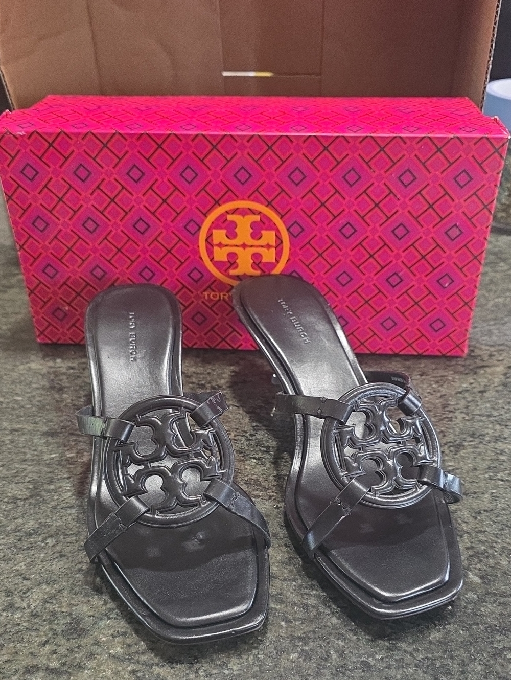 Tory Burch Geo Bombe Miller Low Heel Sandal - Perfect Black